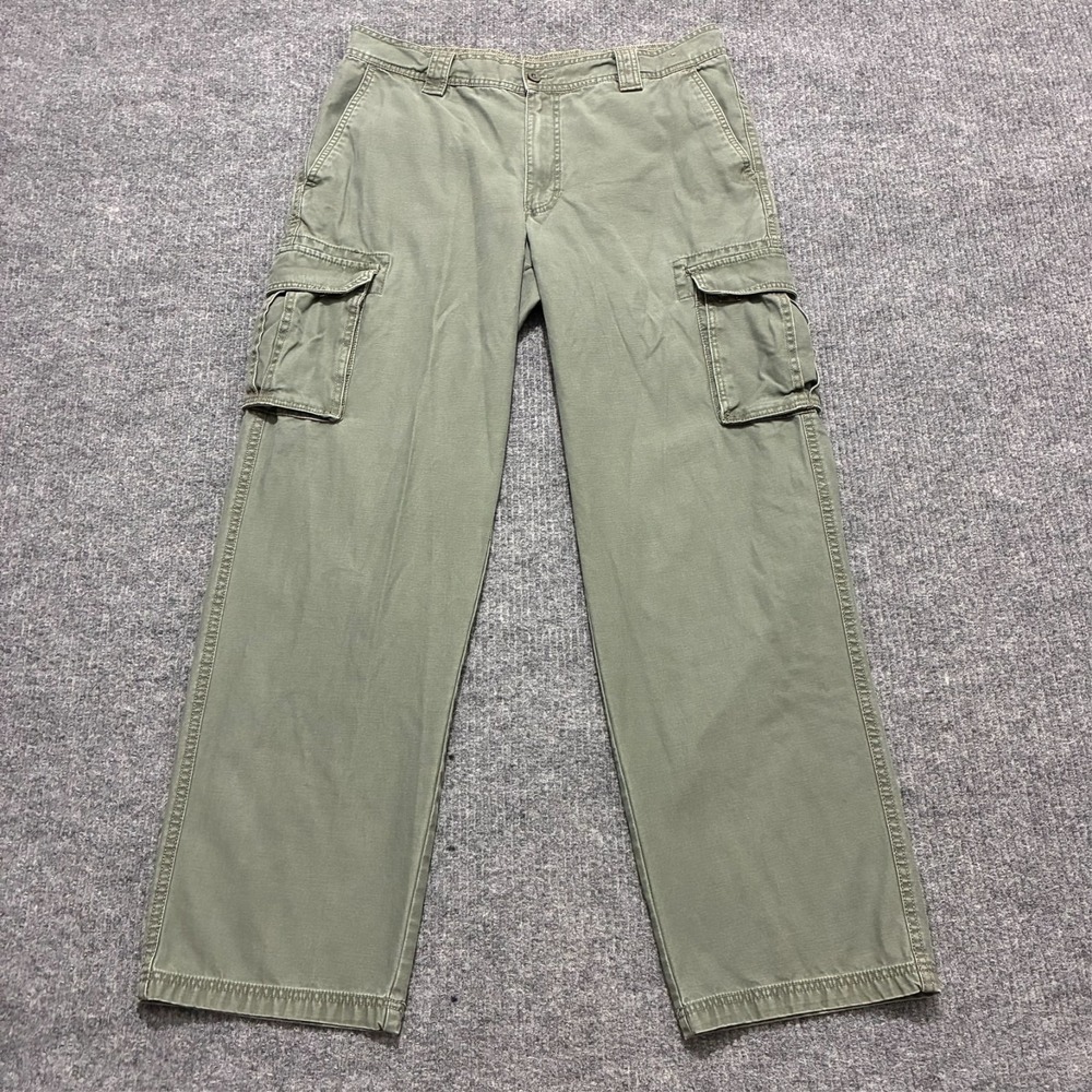Outdoor Life Mens Cargo Pants Size‎ 36x34 Green Denim Cotton Utility Mid Rise
